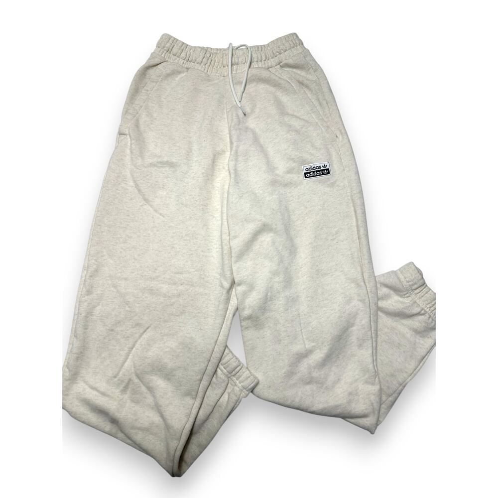 Adidas Original Light Beige Trefoil Patch Sweatpants Size Xs